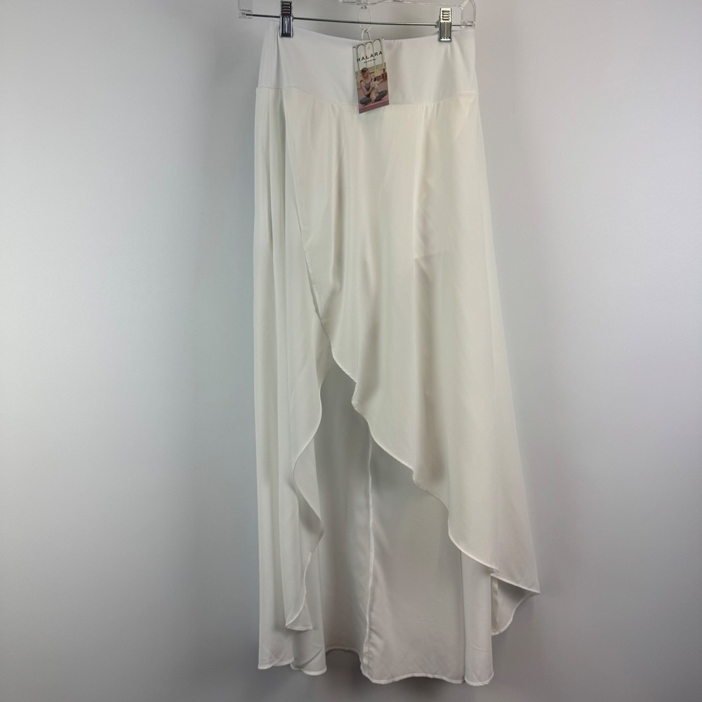 Halara White High Waisted High Low Maxi Skort Asymmetrical Slit Small NWT